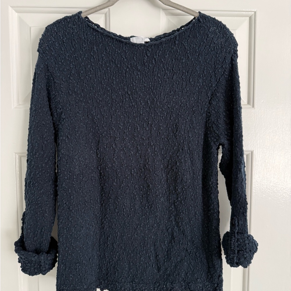 Jjill Dark Blue Textured Knit Sweater